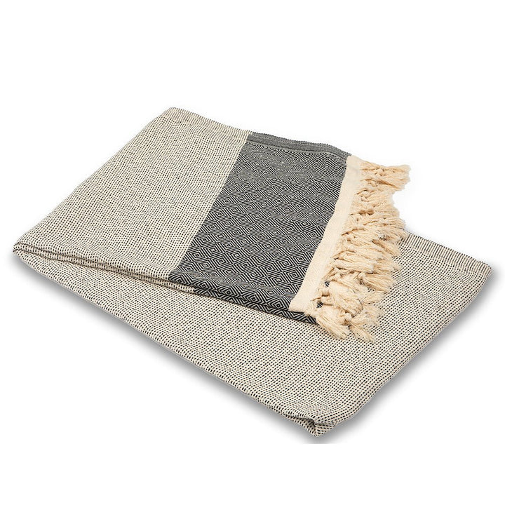 Bavlněný přehoz Nefes II - noční černá Bavlněný přehoz Nefes II - noční černá