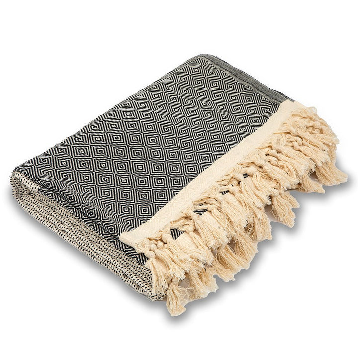 Bavlněný přehoz Nefes II - noční černá Bavlněný přehoz Nefes II - noční černá