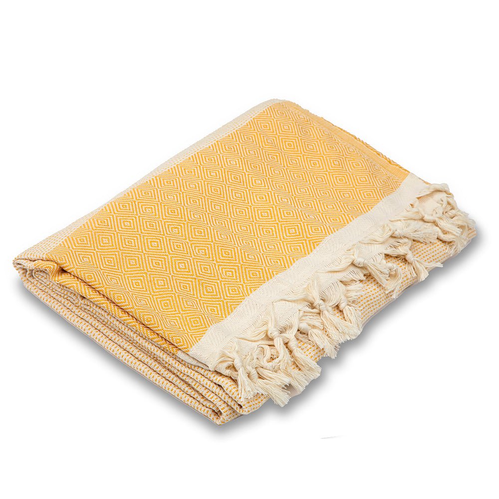 Cotton bedspread Nefes IV - honey yellow