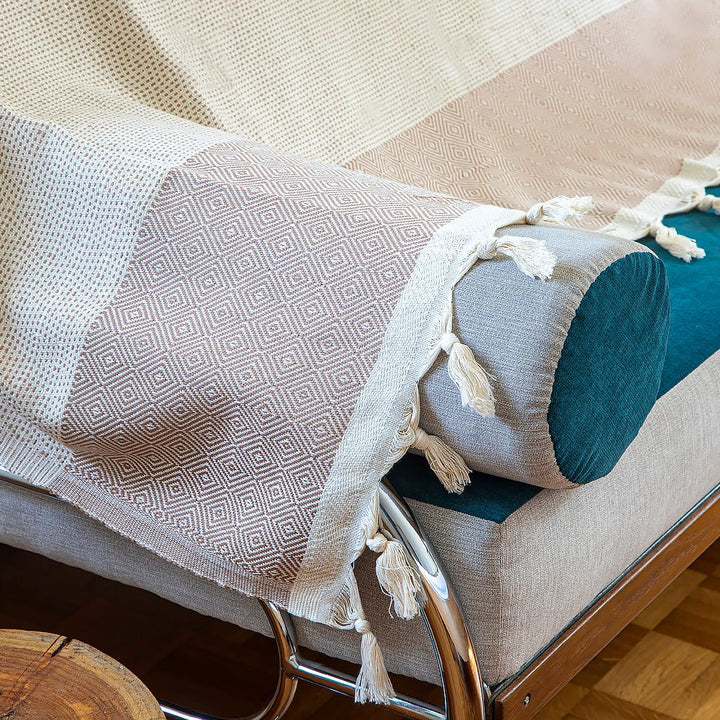 Bavlněný přehoz Nefes VI - pískově hnědá Bavlněný přehoz Nefes VI - pískově hnědá