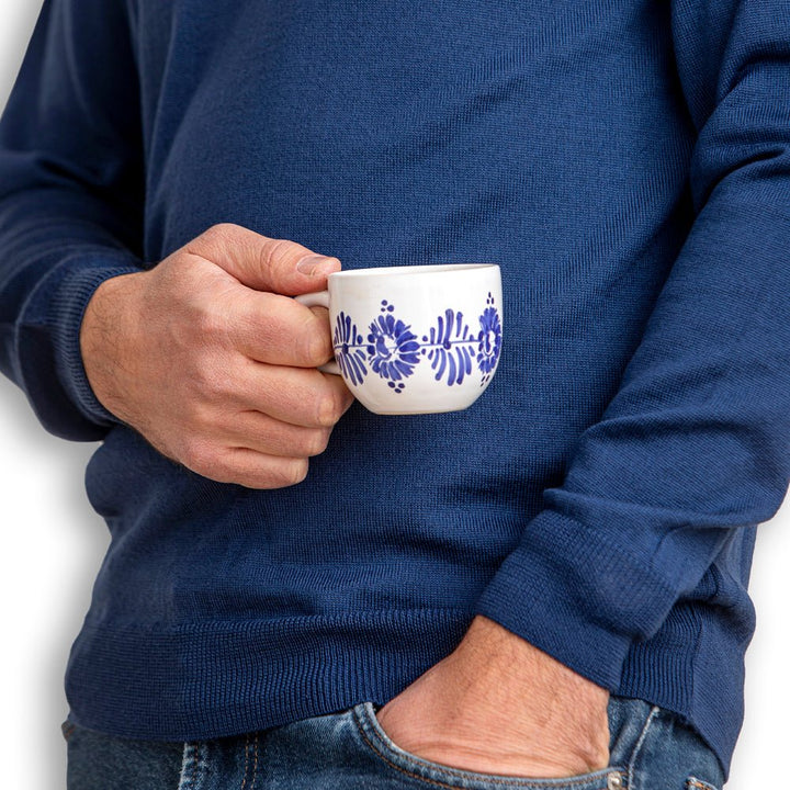 Herren Pullover mit V-Ausschnitt aus Merinowolle - blau Herren Pullover mit V-Ausschnitt aus Merinowolle - blau