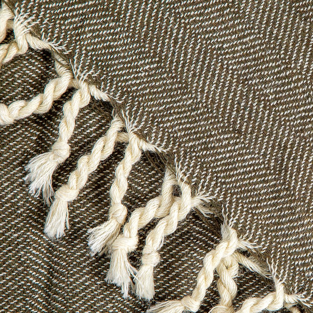 Handwoven wool blanket Nara IV - light green natural dyed