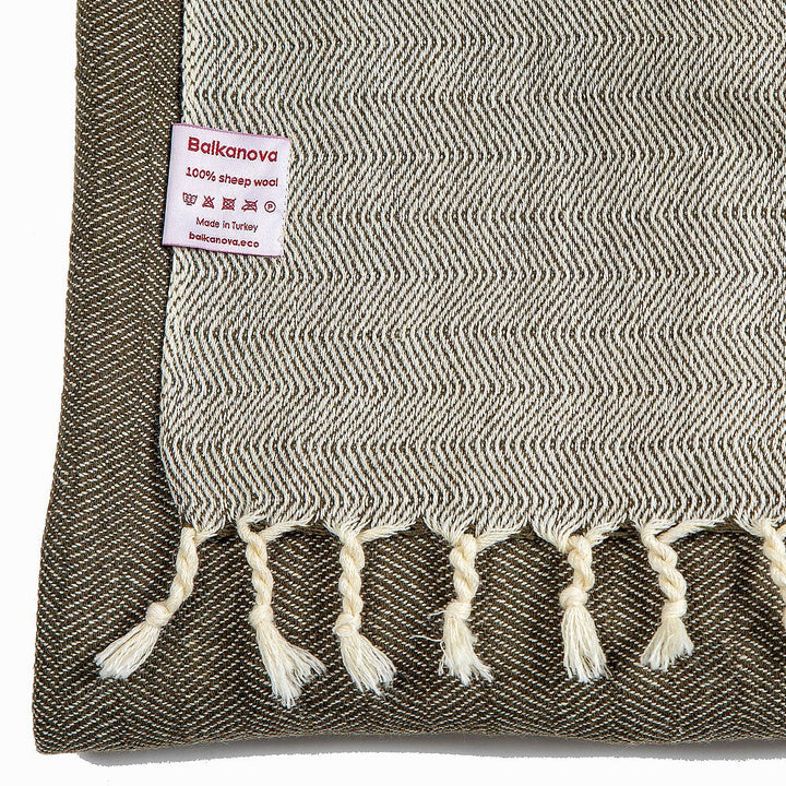 Handwoven wool blanket Nara IV - light green natural dyed Handwoven wool blanket Nara IV - light green natural dyed