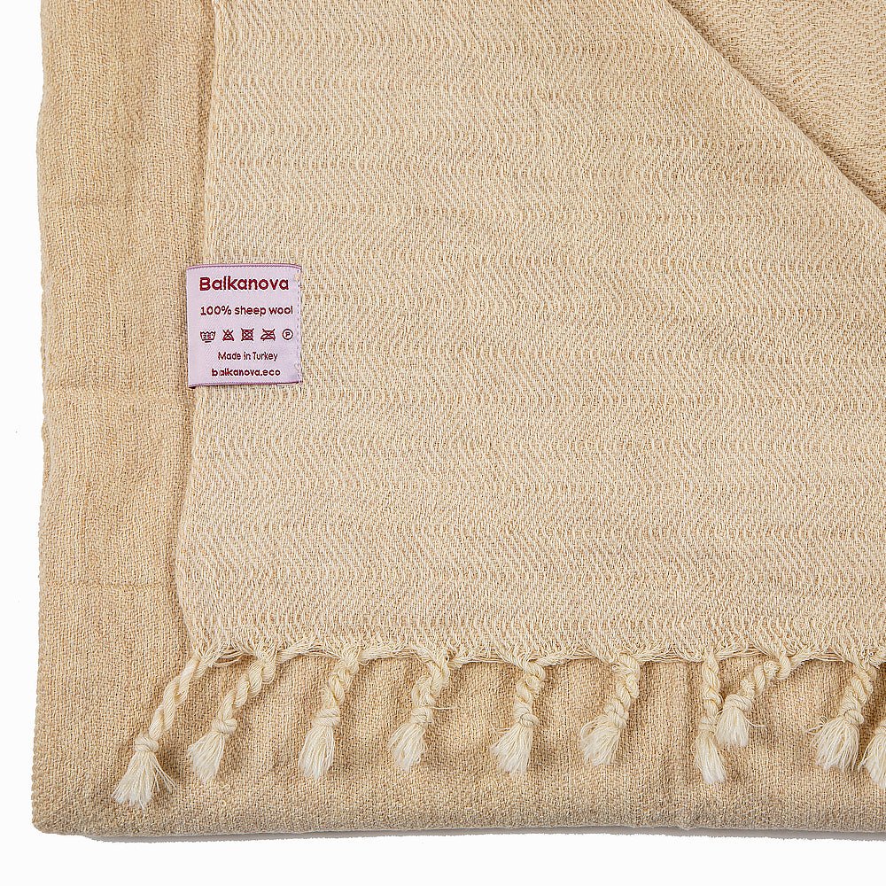 Handgewebte Wolldecke Nara VI - beige