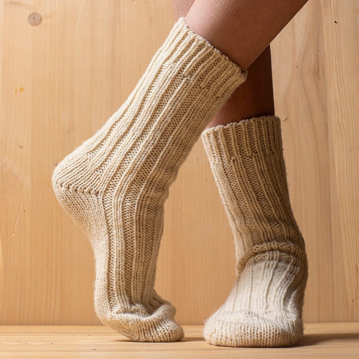 Χοντρές μάλλινες κάλτσες 100% μαλλί μερίνο, λευκό Χοντρές μάλλινες κάλτσες 100% μαλλί μερίνο, λευκό