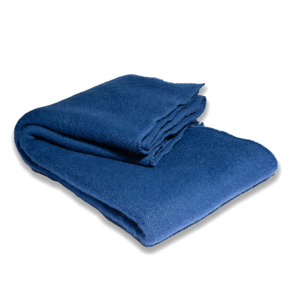 Thick wool blanket Rainbow XXXVII - solid blue