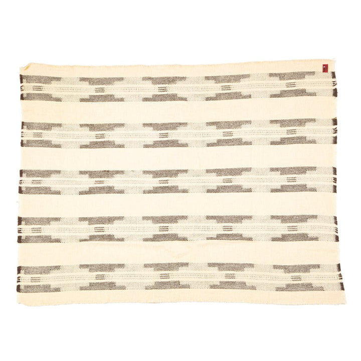 Vlněná deka Abata z nebarvené vlny II - bílá s šedým pruhem Vlněná deka Abata z nebarvené vlny II - bílá s šedým pruhem