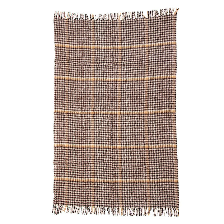 Vlněná deka Elma XI - hnědá a béžová kostka Vlněná deka Elma XI - hnědá a béžová kostka