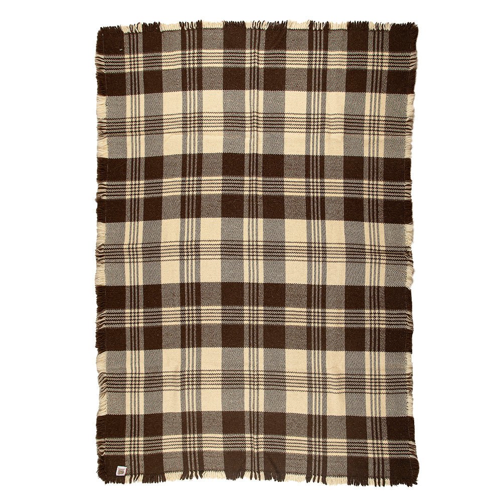 Μάλλινη κουβέρτα Rodopa I - φυσικό άβαφο λευκό και καφέ μαλλί