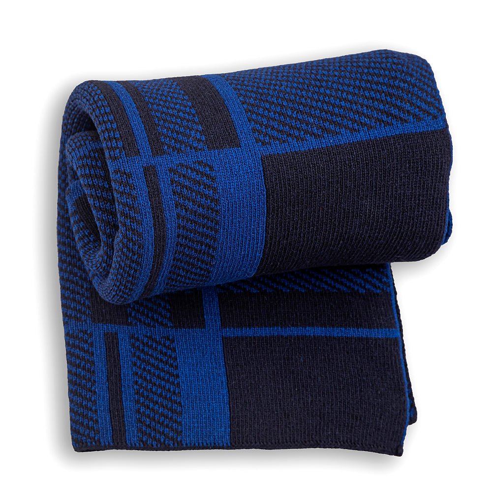 Μάλλινο κασκόλ Rodopa - ανοιχτό και σκούρο μπλε μαλλί μερινό