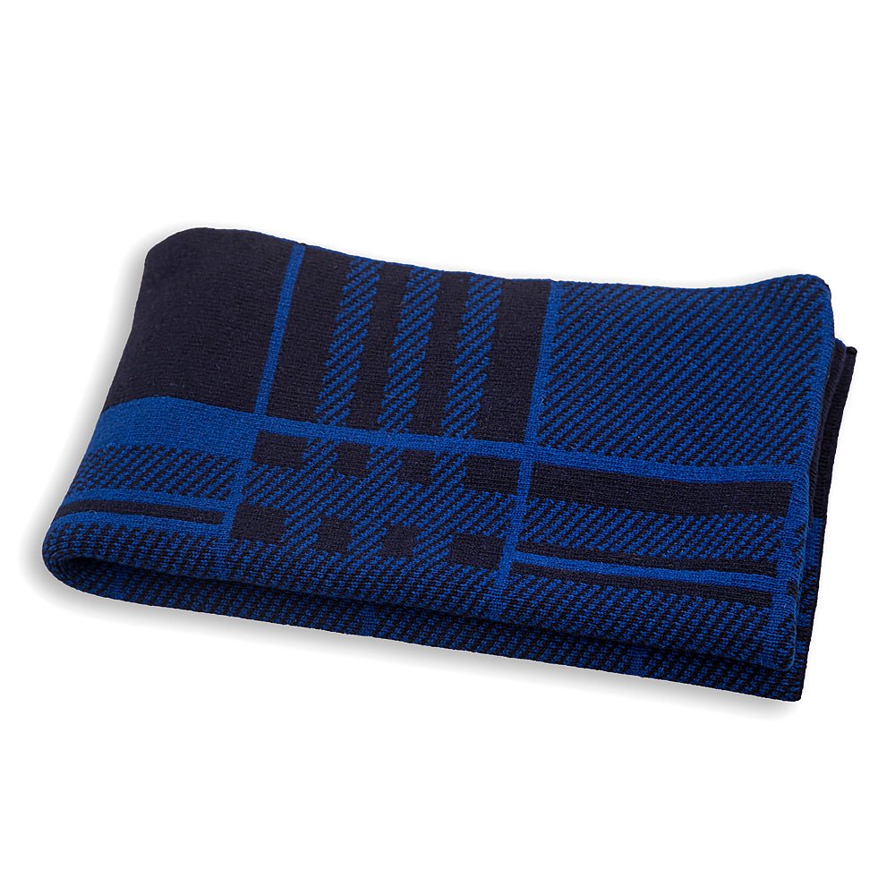 Μάλλινο κασκόλ Rodopa - ανοιχτό και σκούρο μπλε μαλλί μερινό