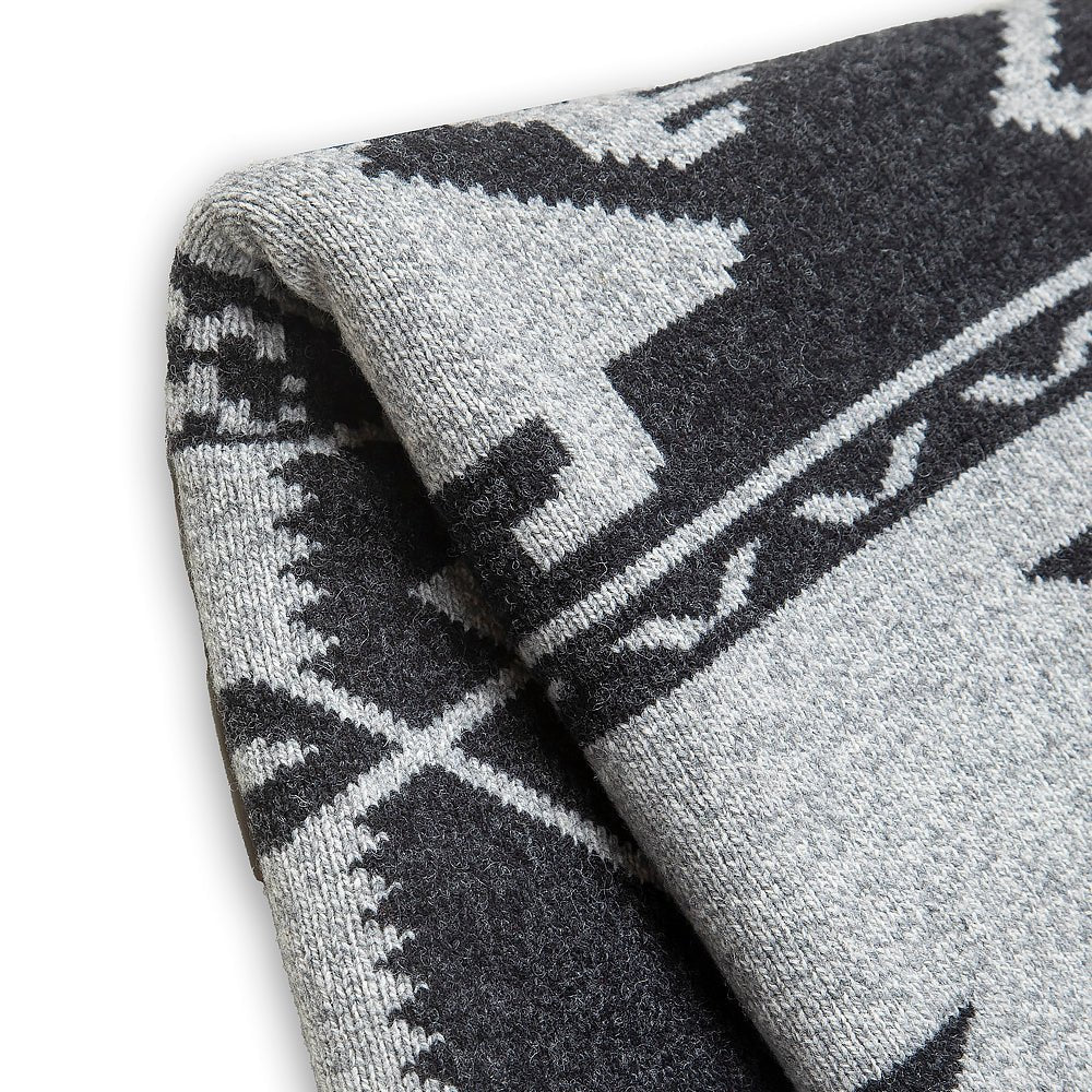 Vlněná šála "Strom života" - merino šedá a černá