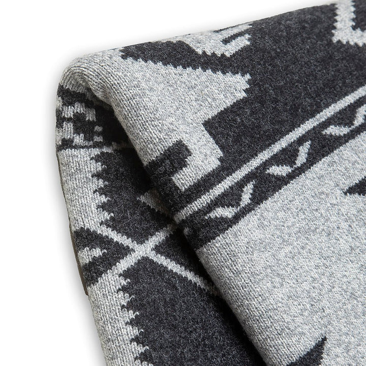 Vlněná šála "Strom života" - merino šedá a černá Vlněná šála "Strom života" - merino šedá a černá