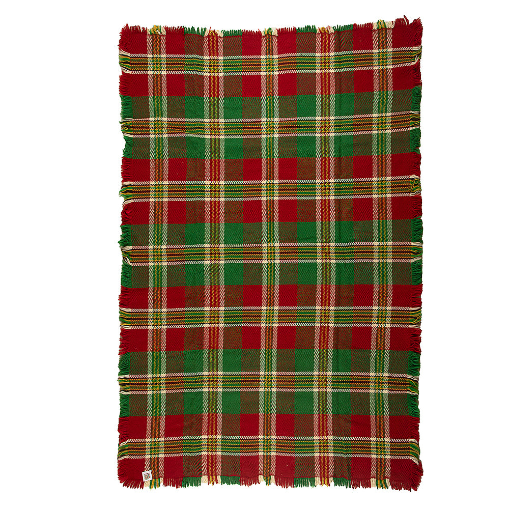Rustikale Wolldecke Rodopa VIII rot und grün kariert