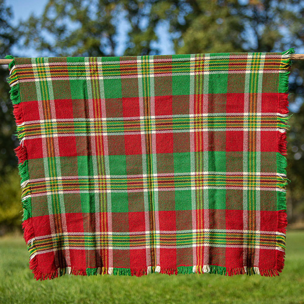 Rustikale Wolldecke Rodopa VIII rot und grün kariert