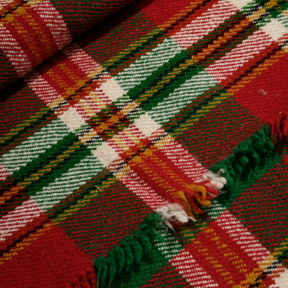 Rustikale Wolldecke Rodopa VIII rot und grün kariert