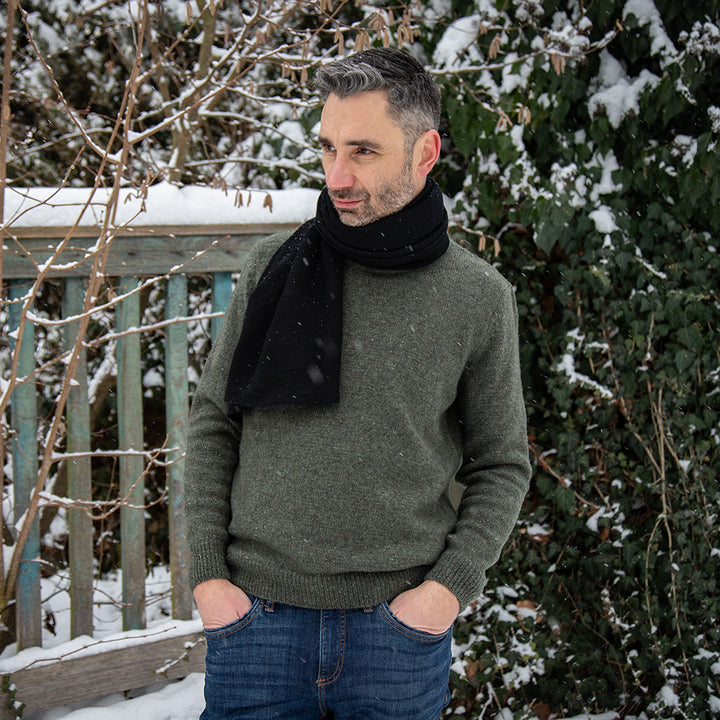 Vlnený šál z merino vlny - čierny