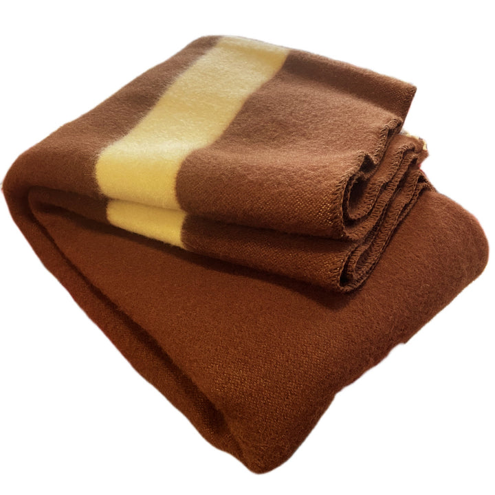 Hrubá vlnená deka Rainbow 42 - hnedá s bielym pruhom