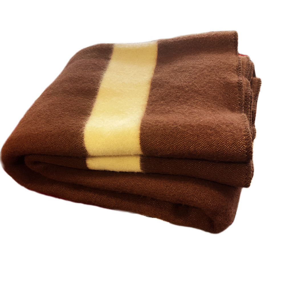 Hrubá vlnená deka Rainbow 42 - hnedá s bielym pruhom