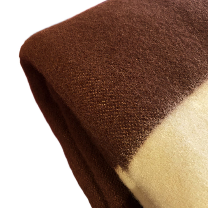 Hrubá vlnená deka Rainbow 42 - hnedá s bielym pruhom