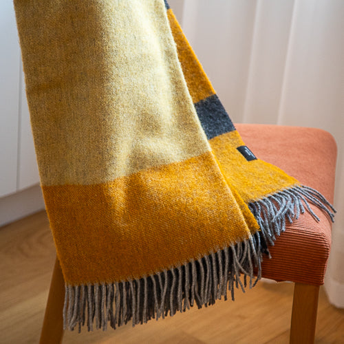 Wool blanket Egea 6 - yellow and grey tartan