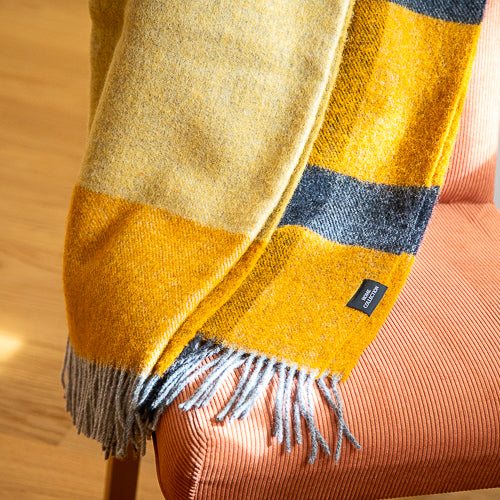 Wool blanket Egea 6 - yellow and grey tartan