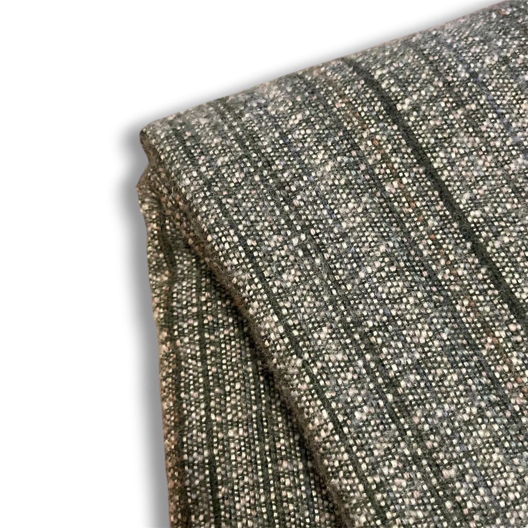 Wool blanket Kostadina merino - striped dark green