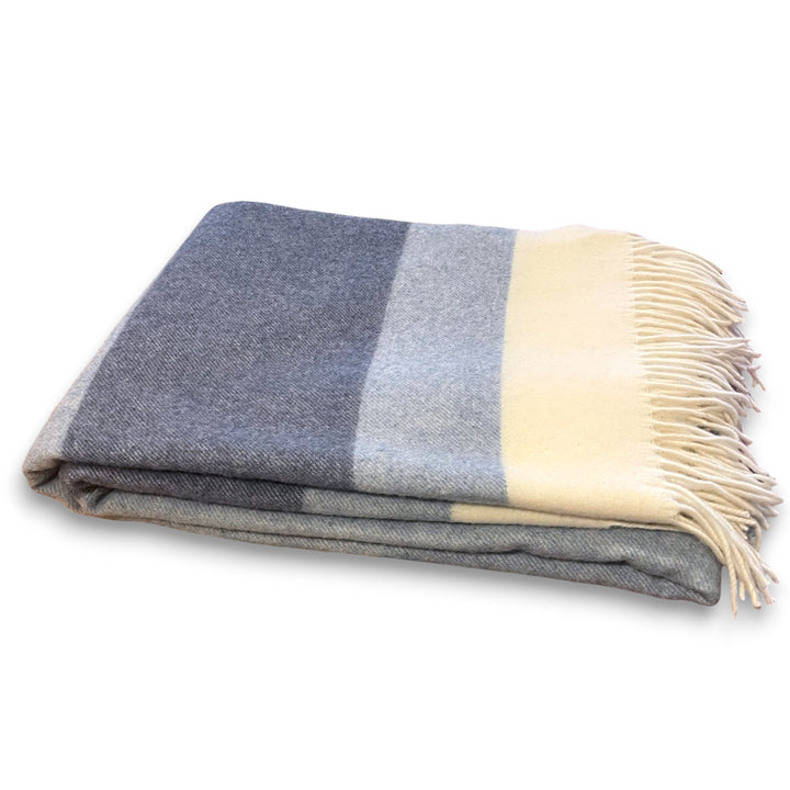 Cashmere blanket Egea merino 5 - blue and white striped, ULTRA SOFT