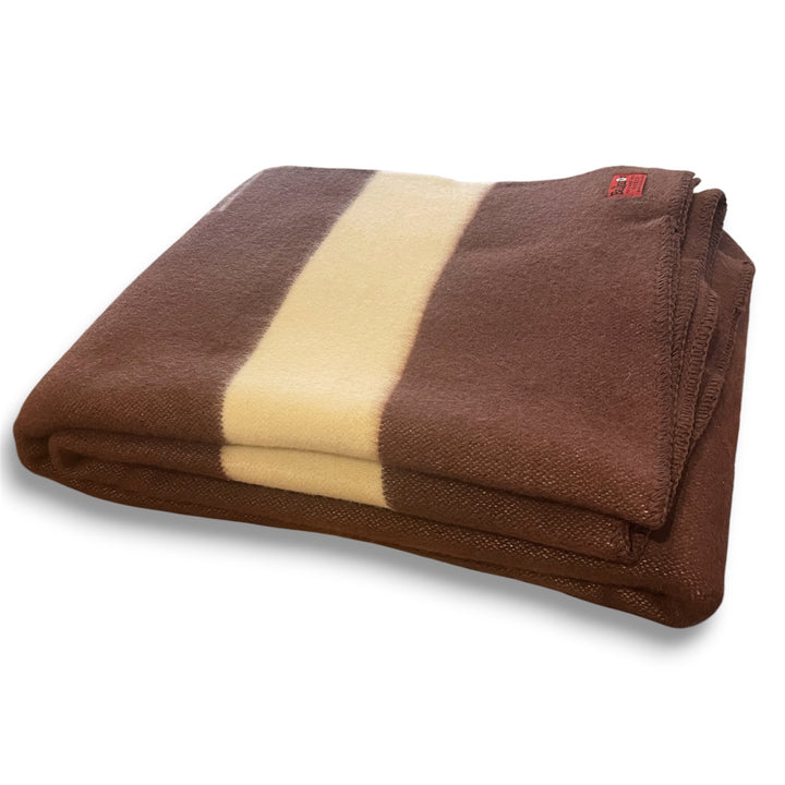 Thick wool blanket Rainbow 42 - brown with white stripe