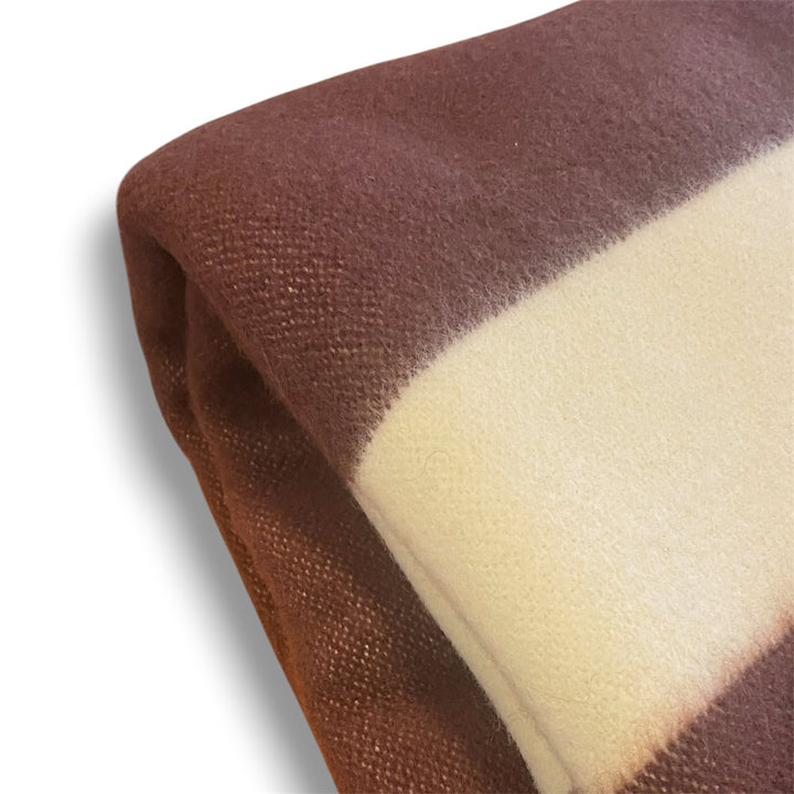 Thick wool blanket Rainbow 42 - brown with white stripe