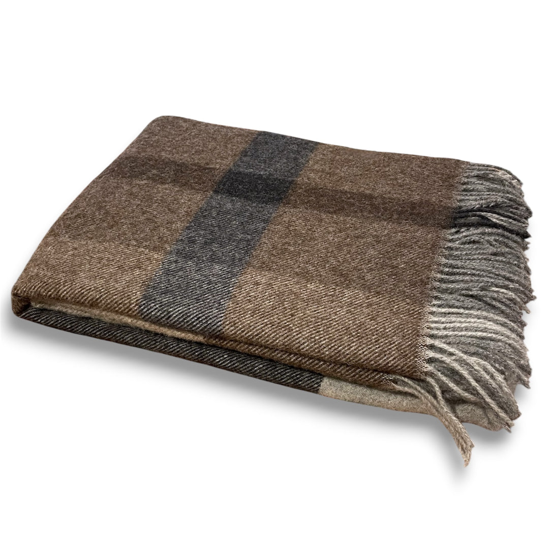 Wolldecke Egea 9 – blau-graues Karomuster