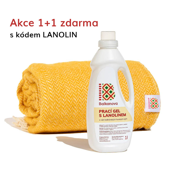 Prací gel s lanolinem na vlnu 1000 ml s vůní balkánských horských bylin ~~ AKCE 1+1 zdarma s kódem LANOLIN