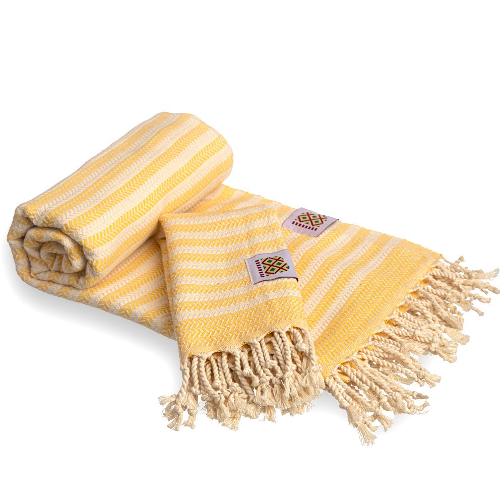 Cotton bath towel and towel Portokala 6 - yellow set | cotton hand towels​​​​ | Balkanova