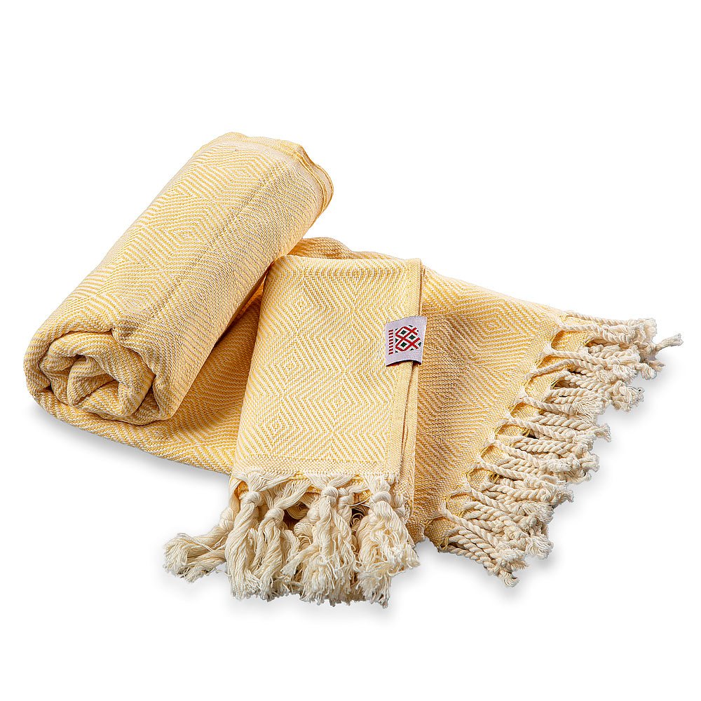 Cotton bath towel and towel Portokala 8 - citrine yellow set | cotton hand towels​​​​ | Balkanova