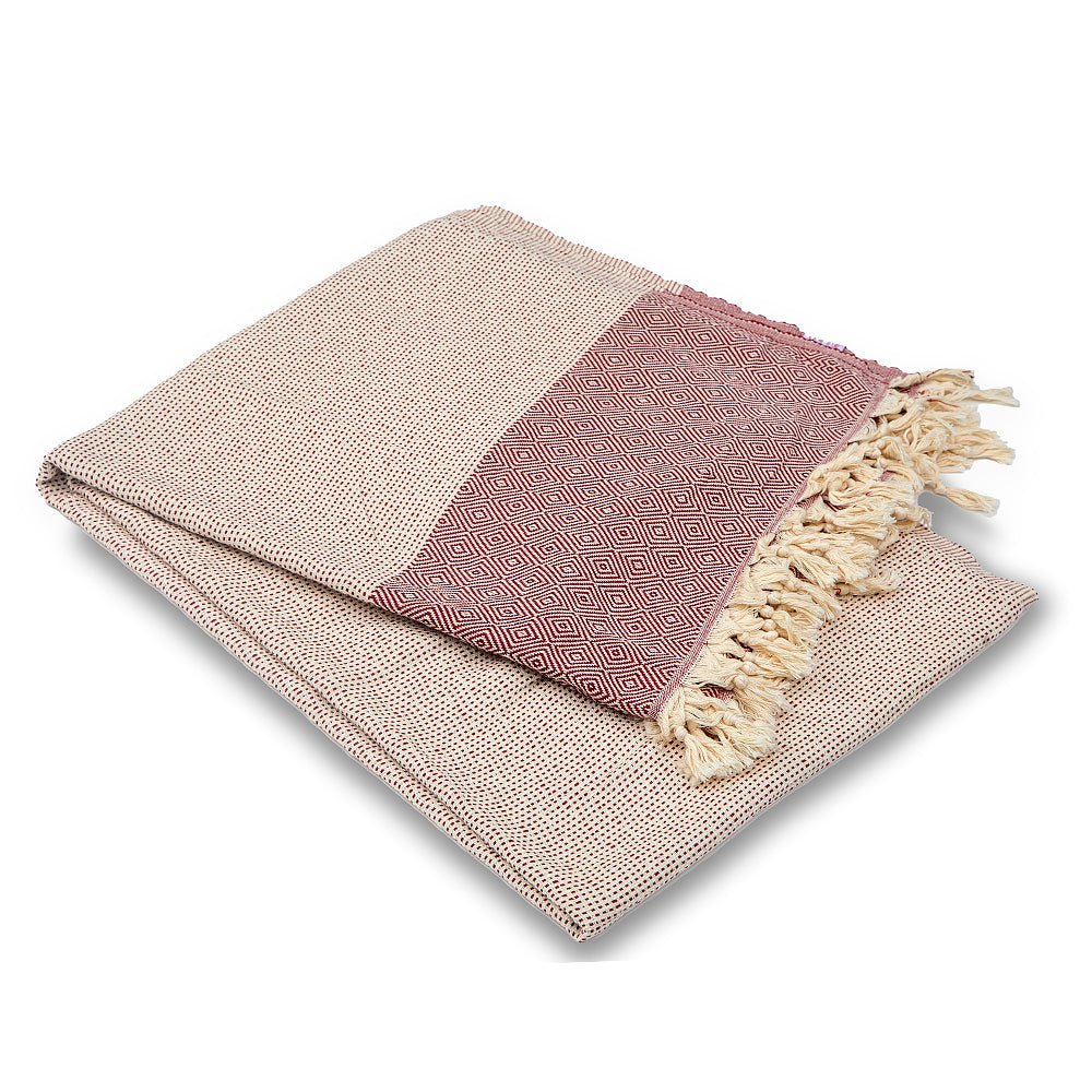 Cotton bedspread Nefes III - cherry red-Balkanova