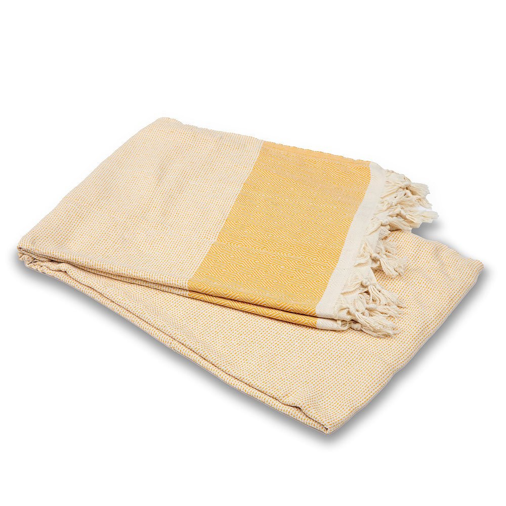 Cotton bedspread Nefes IV - honey yellow-Balkanova
