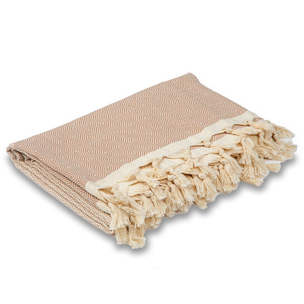 Cotton bedspread Nefes VI - sand brown-Balkanova