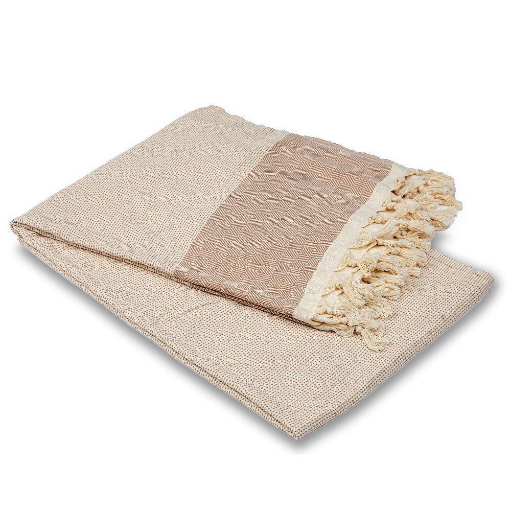 Cotton bedspread Nefes VI - sand brown-Balkanova