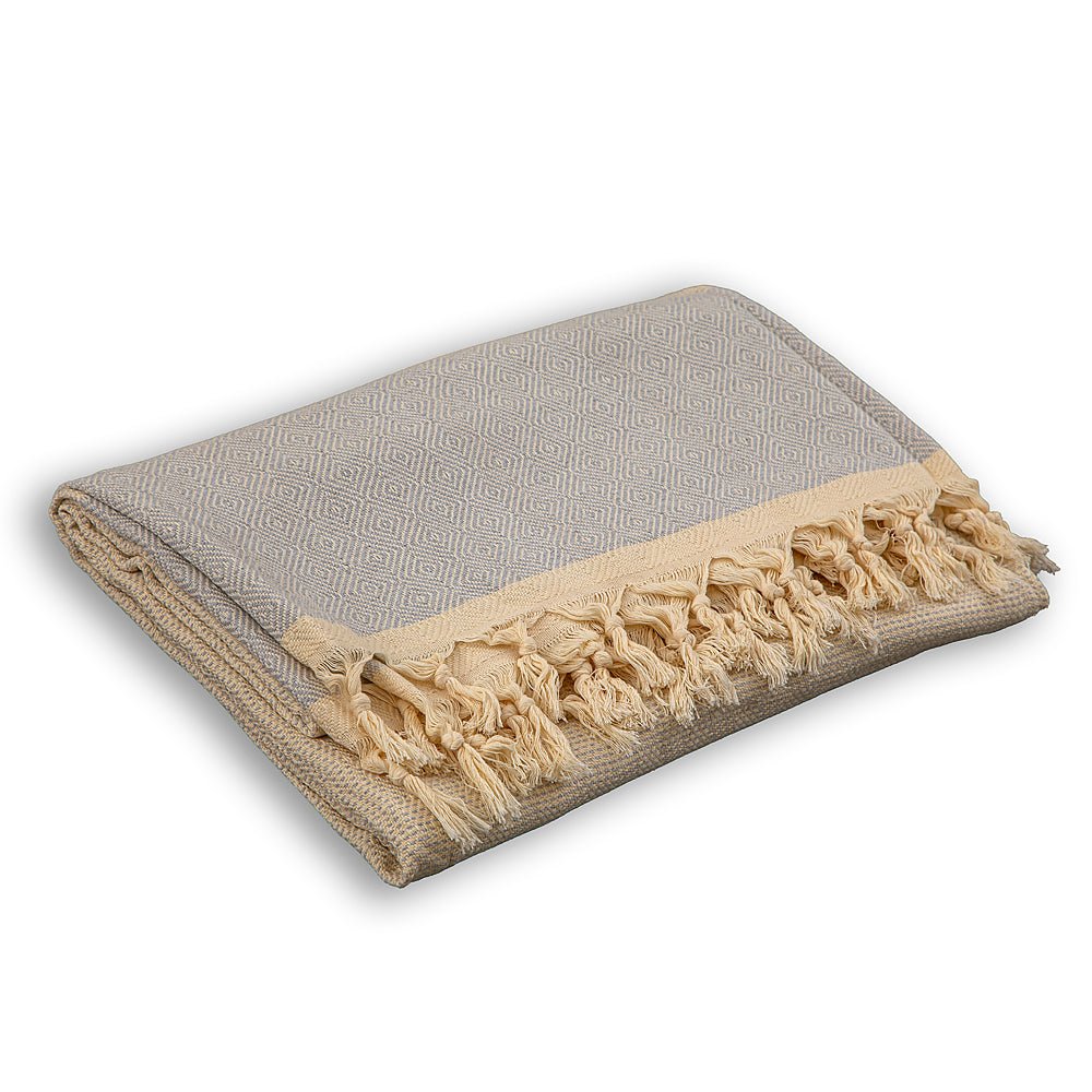 Cotton bedspread Nefes VII - silver blue-Balkanova