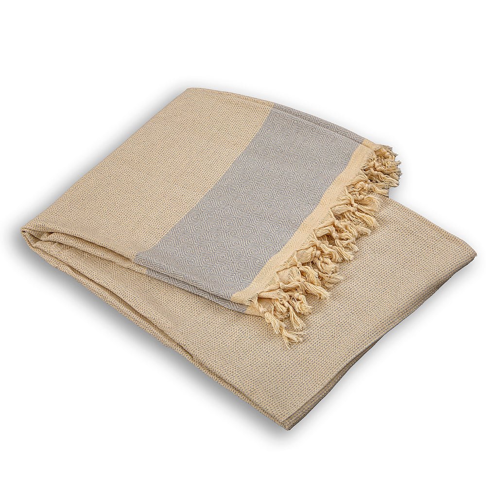 Cotton bedspread Nefes VII - silver blue-Balkanova