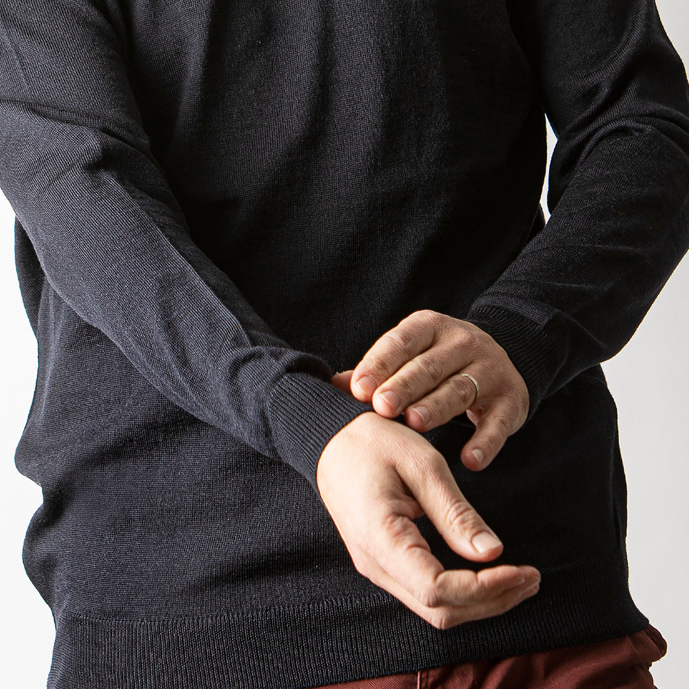 Herren Pullover aus Merinowolle I - blau-schwarz