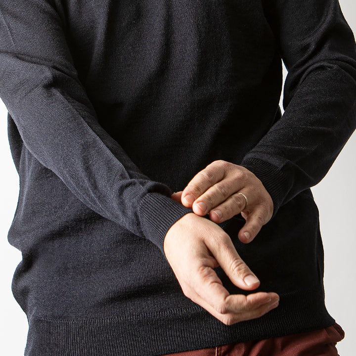 Herren Pullover aus Merinowolle I - blau-schwarz