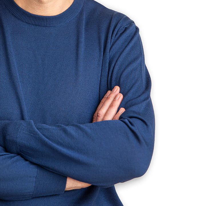 Ανδρικό μάλλινο πουλόβερ Merino V-neck - μπλε