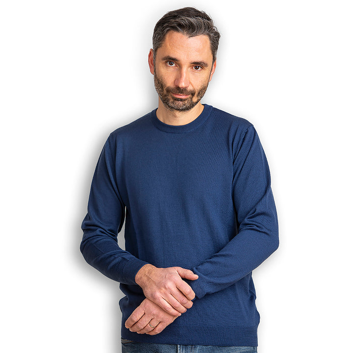 Ανδρικό μάλλινο πουλόβερ Merino V-neck - μπλε