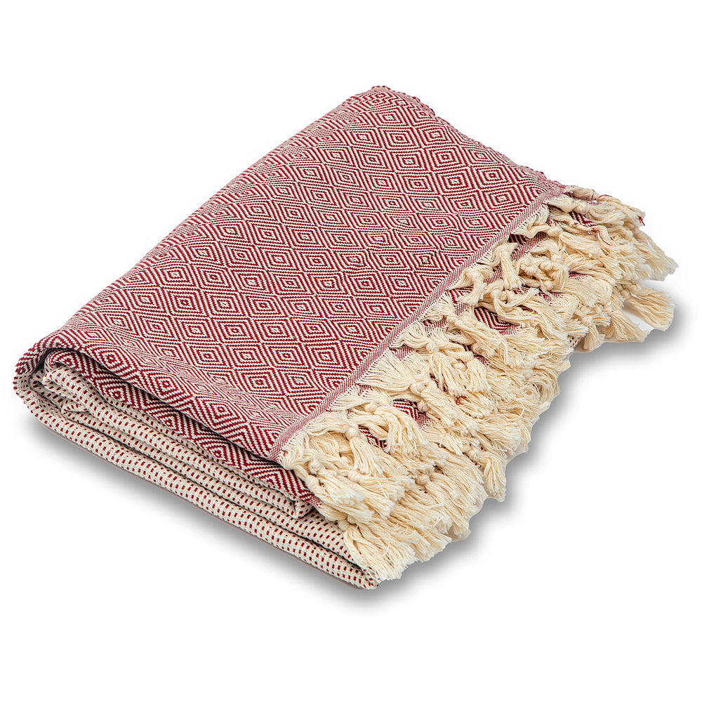 Cotton bedspread Nefes III - cherry red