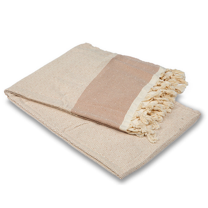 Cotton bedspread Nefes VI - sand brown