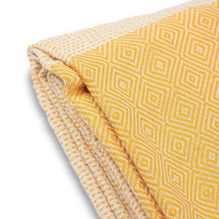 Cotton bedspread Nefes IV - honey yellow