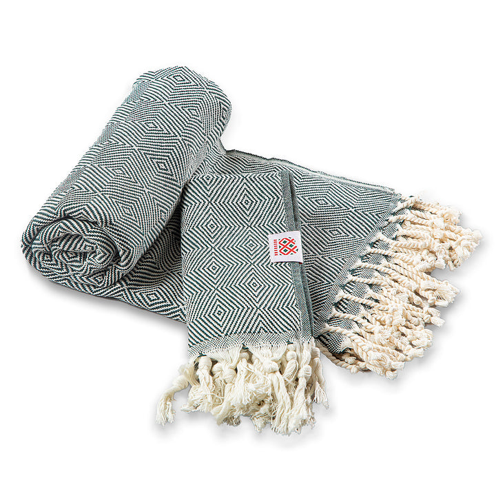 Badetuch aus Baumwolle und Handtuch Portokala XII - smaragdgrünes Set