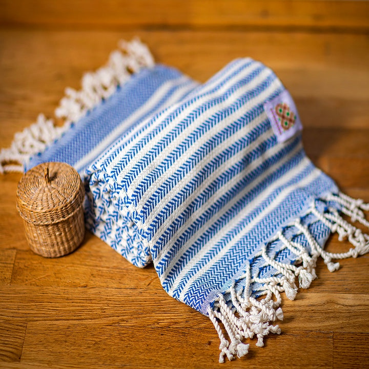 Baumwollbadetuch und Handtuch Portokala I - blaues Set