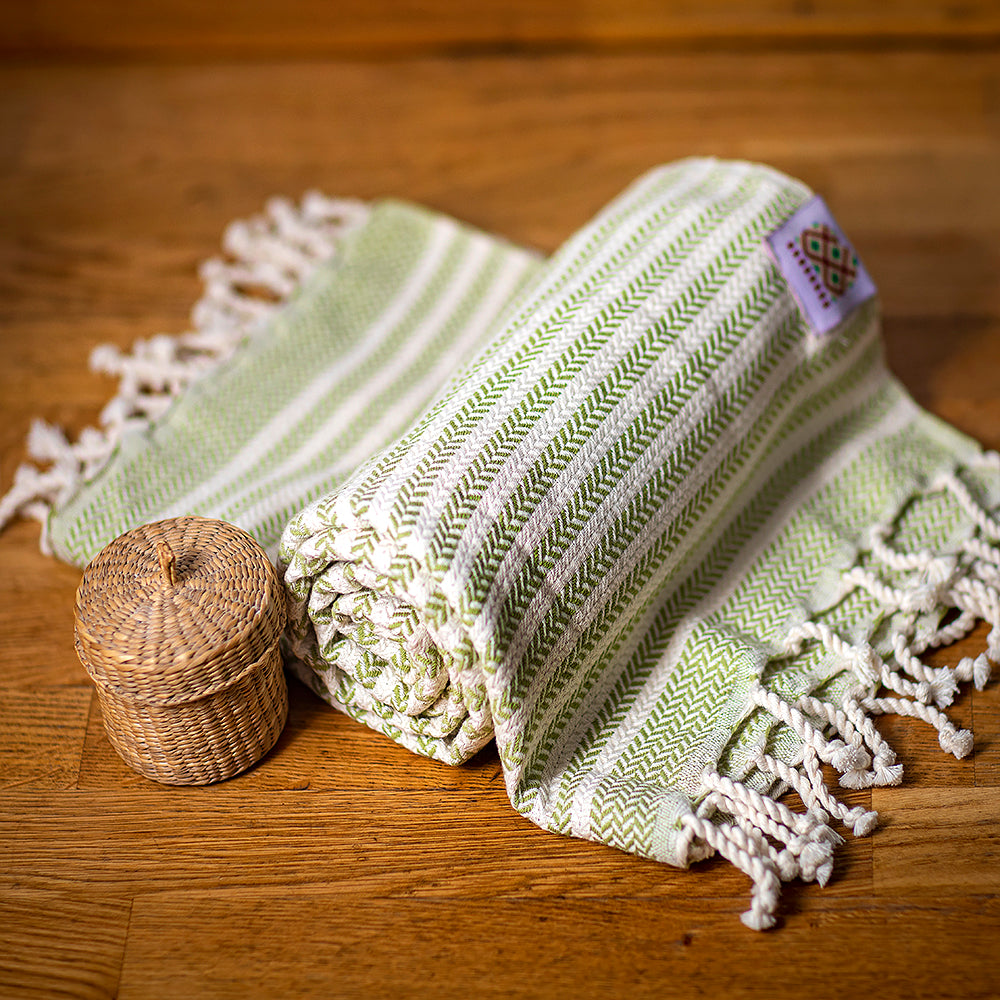 Baumwollhandtuch und Handtuch Portokala III - grünes Set